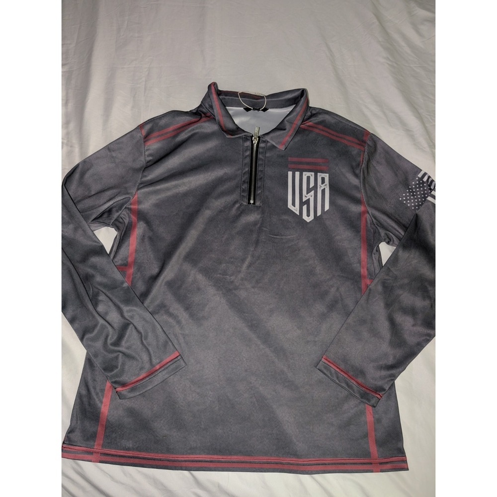 NWOT‎ Ouku Adult Large Team USA Graphic Print Quarter Zip Lightweight Sweatshirt